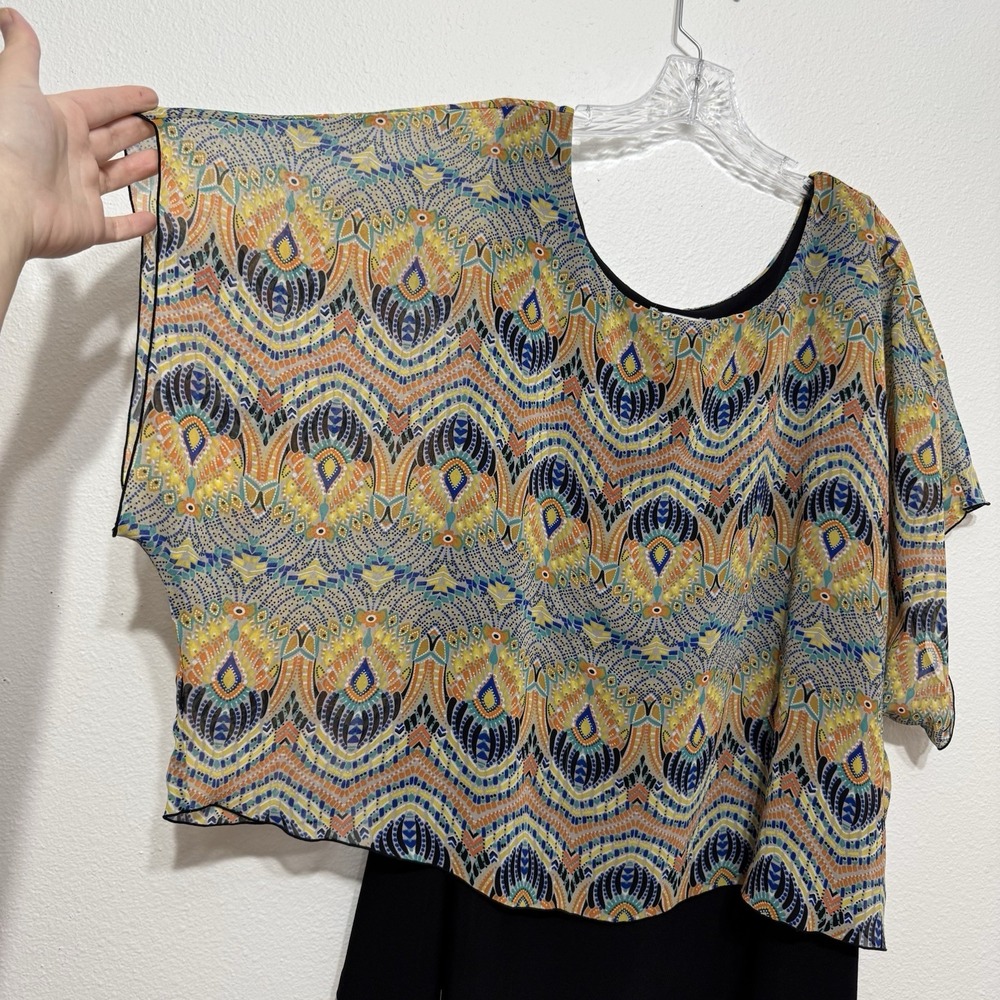 Cato Colorful Peacock Pattern Chiffon‎ Slimming Blouse Womens Size 22 / 24W - Picture 2 of 7